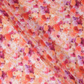 Orange and Coral Bold Floral Printed Pure Silk Crepe Fabric, 110 Cms Width, Made in India-D24022
