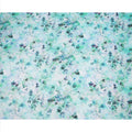 Mint Green and Teal Watercolor Floral Printed Pure Silk Crepe Fabric, 110 Cms Width, Made in India-D24023