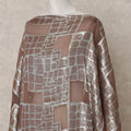 Chocolate Brown Metallic Somali Chiffon Dirac with Silver Lurex Grid Design, 3.5 Mtrs, Width 140 Cms, Made in South Korea-D24027