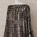 Black Metallic Somali Chiffon Dirac with Silver Lurex Grid Design, 3.5 Mtrs, Width 140 Cms, Made in South Korea-D24028