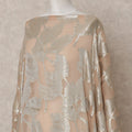 Champagne Peach Somali Chiffon Dirac with Silver Metallic Leaf Lurex Design, 3.5 Mtrs, Width 140 Cms, Made in South Korea-D24031
