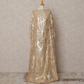 Golden Beige Somali Chiffon Dirac with Metallic Swirl Lurex Design, 3.5 Mtrs, Width 140 Cms, Made in South Korea-D24032