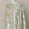 Mint Green Somali Chiffon Dirac with Gold Metallic Swirl Lurex Design, 3.5 Mtrs, Width 140 Cms, Made in South Korea-D24034