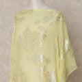Lemon Yellow Somali Chiffon Dirac with Floral Metallic Lurex Design, 3.5 Mtrs, Width 140 Cms, Made in South Korea-D24036