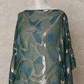Emerald Green Somali Chiffon Dirac with Teal & Silver Abstract Metallic Lurex Design, 3.5 Mtrs, Width 140 Cms, Made in South Korea-D24040 - Regal Fabrics