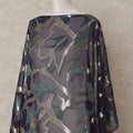 Navy Blue Somali Chiffon Dirac with Green & Silver Abstract Metallic Lurex Design, 3.5 Mtrs, Width 140 Cms, Made in South Korea-D24041 Regal Fabrics