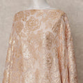 Blush Pink Somali Chiffon Dirac with Gold Floral Metallic Lurex Design, 3.5 Mtrs, Width 140 Cms, Made in South Korea-D24042