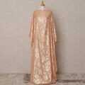 Peach Somali Chiffon Dirac with Gold Floral Metallic Lurex Design, 3.5 Mtrs, Width 140 Cms, Made in South Korea-D24043 Regal Fabrics