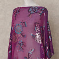Magenta Purple Somali Chiffon Dirac with Blue & Rose Gold Floral Metallic Lurex Design, 3.5 Mtrs, Width 140 Cms, Made in South Korea-D24047 Regal Fabrics
