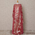 Deep Pink Somali Chiffon Dirac with Gold Geometric Lurex Work, 3.5 Mtrs, Width 140 Cms, Made in South Korea-D24051 Regal Fabrics