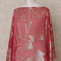 Deep Pink Somali Chiffon Dirac with Gold Geometric Lurex Work, 3.5 Mtrs, Width 140 Cms, Made in South Korea-D24051 Regal Fabrics