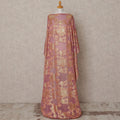 Dusty Rose Somali Silk Chiffon Dirac with Golden Floral Lurex, 3.5 Mtrs, Width 140 Cms, Made in South Korea-D24053 Regal Fabrics