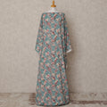 Teal Blue Somali Cotton Voile Printed Dirac Fabric with Floral Motifs, 3.5 Mtrs, Width 140 Cms, Made in India-D24055 Regal Fabrics