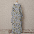 Dusty Blue Somali Cotton Voile Printed Dirac Fabric with Yellow & White Floral Pattern, 3.5 Mtrs, Width 140 Cms, Made in India-D24056 Regal Fabrics