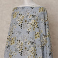 Dusty Blue Somali Cotton Voile Printed Dirac Fabric with Yellow & White Floral Pattern, 3.5 Mtrs, Width 140 Cms, Made in India-D24056 Regal Fabrics