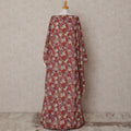 Maroon Somali Cotton Voile Printed Dirac Fabric with Multicolor Floral Design, 3.5 Mtrs, Width 140 Cms, Made in India-D24060