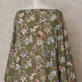 Olive Green Somali Cotton Voile Printed Dirac Fabric with Multicolor Floral Design, 3.5 Mtrs, Width 140 Cms, Made in India-D24061