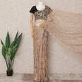 Nude Peach Premium French 2Tone Chantilly Saree Lace Fabric, Approx. 5.5 Mtrs, Width 110 Cms, Made in France-D24065 Regal Fabrics