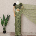 Olive Green Premium French 2Tone Chantilly Saree Lace Fabric, Approx. 5.5 Mtrs, Width 110 Cms, Made in France-D24069 Regal Fabrics