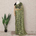 Olive Green Premium French 2Tone Chantilly Saree Lace Fabric, Approx. 5.5 Mtrs, Width 110 Cms, Made in France-D24069 Regal Fabrics