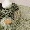 Olive Green Premium French 2Tone Chantilly Saree Lace Fabric, Approx. 5.5 Mtrs, Width 110 Cms, Made in France-D24069 Regal Fabrics