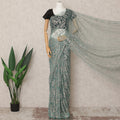Sage Green Premium French 2Tone Chantilly Saree Lace Fabric, Approx. 5.5 Mtrs, Width 110 Cms, Made in France-D24070 Regal Fabrics