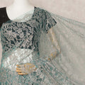 Sage Green Premium French 2Tone Chantilly Saree Lace Fabric, Approx. 5.5 Mtrs, Width 110 Cms, Made in France-D24070 Regal Fabrics