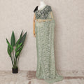Sage Green Premium French 2Tone Chantilly Saree Lace Fabric, Approx. 5.5 Mtrs, Width 110 Cms, Made in France-D24073 Regal Fabrics