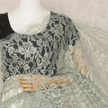 Sage Green Premium French 2Tone Chantilly Saree Lace Fabric, Approx. 5.5 Mtrs, Width 110 Cms, Made in France-D24073 Regal Fabrics