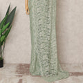 Sage Green Premium French 2Tone Chantilly Saree Lace Fabric, Approx. 5.5 Mtrs, Width 110 Cms, Made in France-D24073 Regal Fabrics