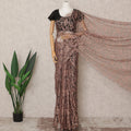 Rose Brown Premium French 2Tone Chantilly Saree Lace Fabric, Approx. 5.5 Mtrs, Width 110 Cms, Made in France-D24074 Regal Fabrics