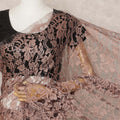 Rose Brown Premium French 2Tone Chantilly Saree Lace Fabric, Approx. 5.5 Mtrs, Width 110 Cms, Made in France-D24074 Regal Fabrics