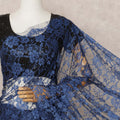 Navy Blue Premium French 2Tone Chantilly Saree Lace Fabric, Approx. 5.5 Mtrs, Width 110 Cms, Made in France-D24075 Regal Fabrics