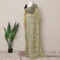 Light Green Premium French Metallic Chantilly Saree Lace Fabric, Approx. 5.5 Mtrs, Width 110 Cms, Made in France-D24079 Regal Fabrics