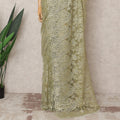 Light Green Premium French Metallic Chantilly Saree Lace Fabric, Approx. 5.5 Mtrs, Width 110 Cms, Made in France-D24079 Regal Fabrics