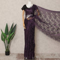 Deep Purple Premium French Metallic Chantilly Saree Lace Fabric, Approx. 5.5 Mtrs, Width 110 Cms, Made in France-D24088