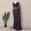 Deep Purple Premium French Metallic Chantilly Saree Lace Fabric, Approx. 5.5 Mtrs, Width 110 Cms, Made in France-D24088