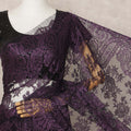 Deep Purple Premium French Metallic Chantilly Saree Lace Fabric, Approx. 5.5 Mtrs, Width 110 Cms, Made in France-D24088