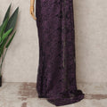 Deep Purple Premium French Metallic Chantilly Saree Lace Fabric, Approx. 5.5 Mtrs, Width 110 Cms, Made in France-D24088