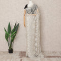 Ivory Premium French Metallic Chantilly Saree Lace Fabric, Approx. 5.5 Mtrs, Width 110 Cms, Made in France-D24089