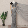 Steel Grey Premium French Metallic Chantilly Saree Lace Fabric, Approx. 5.5 Mtrs, Width 110 Cms, Made in France-D24091 Regal Fabrics