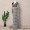 Steel Grey Premium French Metallic Chantilly Saree Lace Fabric, Approx. 5.5 Mtrs, Width 110 Cms, Made in France-D24091 Regal Fabrics