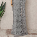 Steel Grey Premium French Metallic Chantilly Saree Lace Fabric, Approx. 5.5 Mtrs, Width 110 Cms, Made in France-D24091 Regal Fabrics