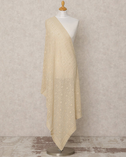 دوباتا جورجيت صناعي بلون الشمبانيا والبيج مع تطريز هندسي، 210 × 80 سم، صنع في الهند - D24100