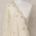 دوباتا من قماش بروكيد صناعي عاجي مع حافة مطرزة صدفية، 210 × 80 سم، صنع في الهند - D24105
