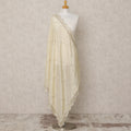 Ivory Gold Synthetic Brocade Dupatta with Sequin Embroidered Scallop Border, 210 x 80 Cms, Made in India-D24110