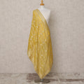 دوباتا من قماش بروكيد صناعي أصفر خردلي مع نسج زاري قطري وحواف مزخرفة، 210 × 80 سم، صنع في الهند - D24117