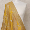 Mustard Yellow Synthetic Brocade Dupatta with Gold Zari Diagonal Weave and Border, 210 x 80 Cms, Made in India-D24120 Regal Fabrics