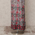 Grey Floral Printed Blended Cotton Fabric with Pink & Black Accents, 130 Cms Width, 3.0 Mtrs Length, Made in India-D24126