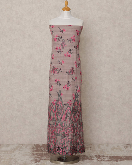 Dusty Rose Floral Printed Blended Cotton Fabric with Pink & Black Detailing, 130 Cms Width, 3.0 Mtrs Length, Made in India-D24129 Regal Fabrics